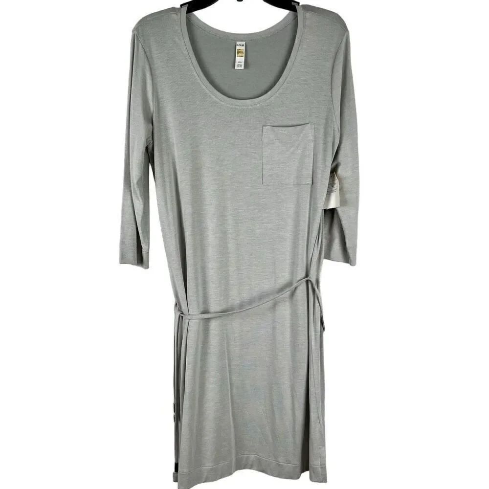NWT Lole Gray Long Sleeve Tee Shirt Dress Belt Medium